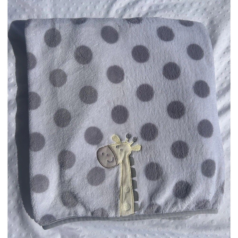 Garanimals Baby Blanket Gray Polka Dot Giraffe Plush Sherpa Security Lovey Warm